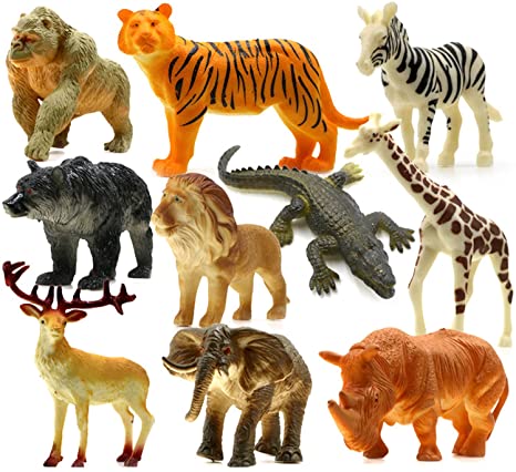 Photo 1 of HNVOUER Animals Figure, 5 inches Jungle Animals Toys Set, 10 Pieces Plastic Animals Action Figure Toys Set, Forest Animals Toys Playset, Realistic Wild Animal, Eduactional Toys for Kids Toddler
