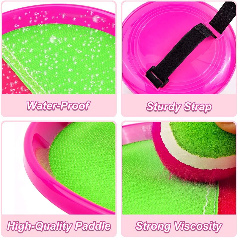 Photo 1 of Qrooper Self-Stick Toss and Catch Game Set, Paddles and Toss Ball Sports Game with Paddles, Balls and Storage Bag, Suitable for Kids Gift Idea (Pink)
