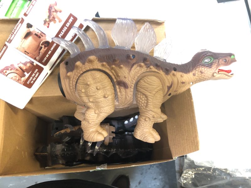 Photo 1 of 2 Pack Electronic Walking Dinosaur Toy with LED Light Up Eyes, Roaring Sound, Realistic Triceratops and Dimetrodon, Dinosaur Party Favors, Dinosaur Toy for Kids Boys Girls Ages 3 4 5 6 7 Year Old

