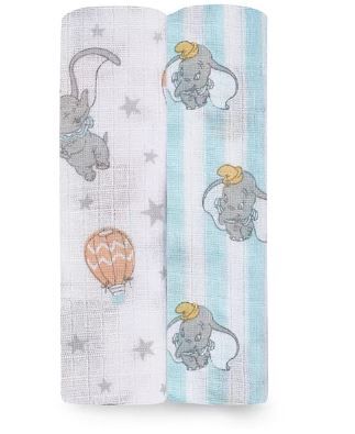 Photo 1 of Disney's Dumbo New Heights 2 Pack Muslin Swaddle Blankets by aden + anais Essentials
