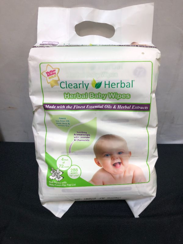 Photo 2 of Clearly Herbal All Natural Gentle Baby Wipes 4 pack 72 wipes each exp 08.27.2022