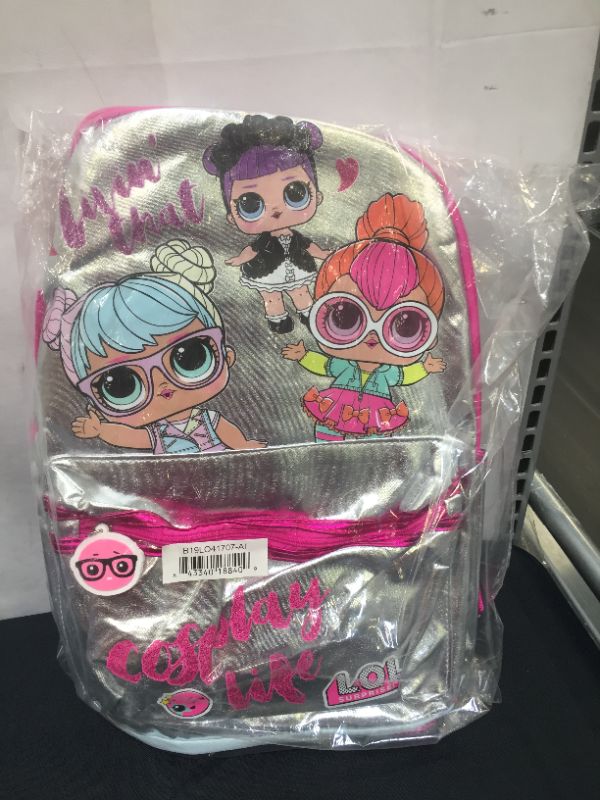 Photo 2 of LOL Dolls Girl’s Backpack with Glitter Print and Zipper Details