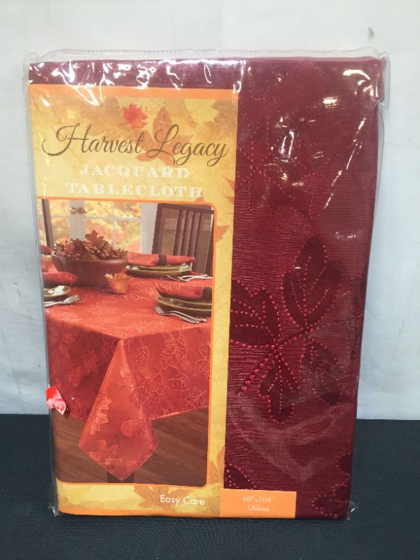 Photo 1 of Benson Mills Harvest Legacy Damask Fabric Tablecloth for Fall, Harvest, and Thanksgiving (Gold, 60" x 104" Rectangular)
