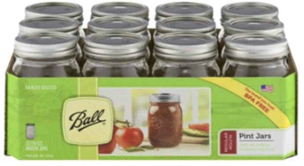 Photo 1 of 12 Ball Mason Jar with Lid - Regular Mouth - 16 oz by Jarden (Packs of 12)
