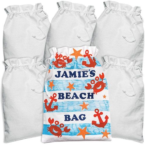 Photo 1 of Fabric Backpacks - 2 White Calico Drawstring Bags to Design Your Own Backpack. Size 34cm X 23cm
