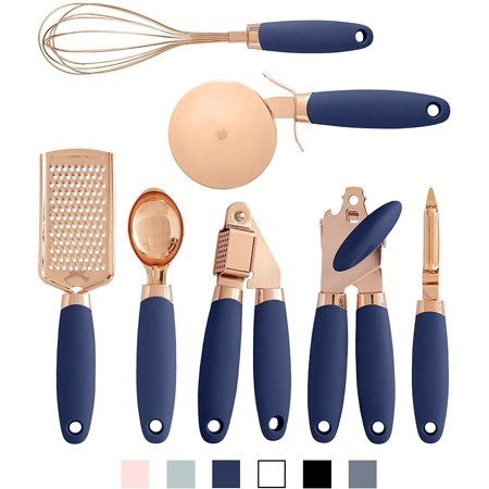 Photo 1 of Cook with Color 7 Piece Kitchen Gadget Set - Stainless Steel Utensils with Soft Touch Handles - Navy
