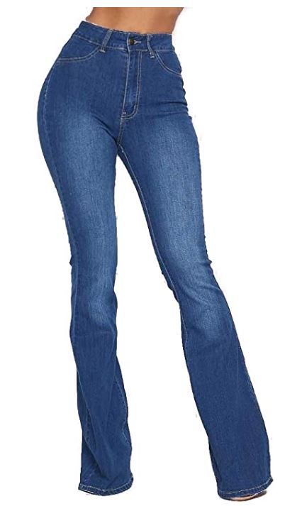 Photo 1 of SOHO GLAM High Waisted Stretchy Elastic Bell Bottom Jeans Women Denim Pants - LARGE 
