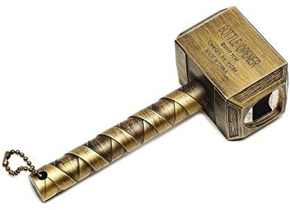 Photo 1 of Ansley&HosHo Personalized Funny Thor Hammer Shape Beer Bottle Opener Mjolnir Portable Keychain for Party Pub Bar Gifts Wine Corkscrew Beverage Wrench Bronze 6.5×2.75×1.7"
