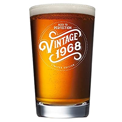 Photo 1 of 1968 52nd Birthday Gifts for Men and Women Beer Glass - 16 oz Funny Vintage 52 Year Old Pint Glasses for Party Decorations - Anniversary Gift Ideas for Dad, Mom, Husband, Wife - Best Craft Beers Mug
