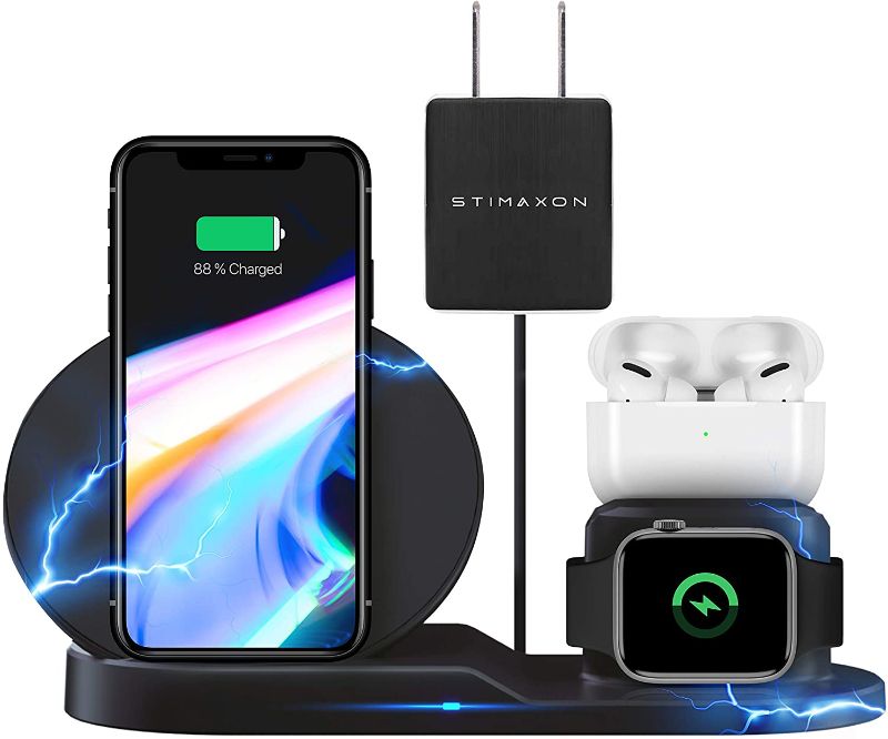 Photo 1 of Wireless Charger Station, 3 in 1 Qi-Certified Fast Multi Charging Dock Stand Accessories Compatible with iPhone 11 Pro Max XS Max XR X iWatch SE 6 5 4 3 2 1 Galaxy S20 S10 S9 S8 Note 10

