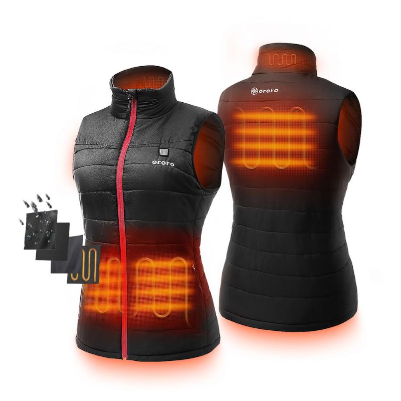 Photo 1 of ORORO Women's Medium Black 7.2-Volt Lithium-Ion Lightweight Heated Vest with (1) 5.2 Ah Battery and Charger SIZE MEDIUM
