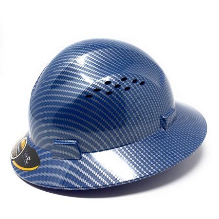 Photo 1 of HDPE Hydro Dipped Blue/Silver Full Brim Hard Hat with Fas-trac Suspension ADJUSTABLE SIZES 20.47-24.8 INCH
