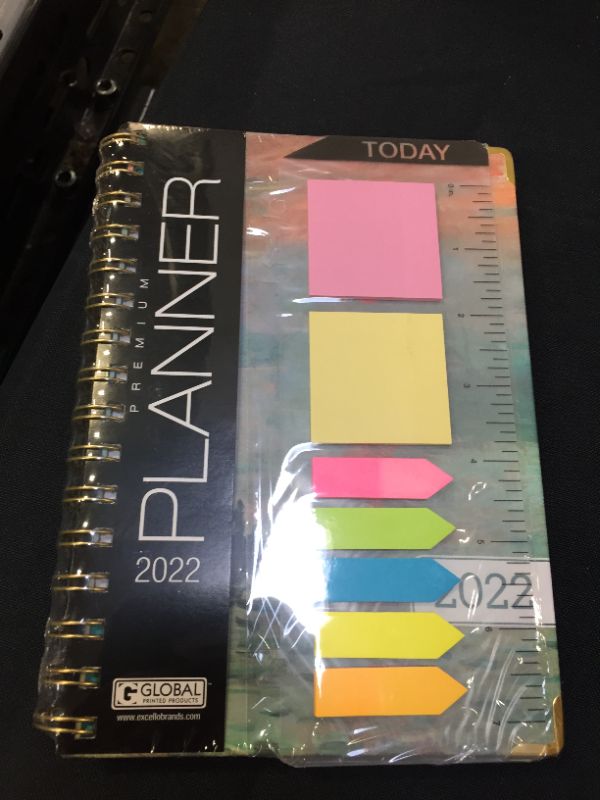Photo 2 of Global Printed Products HARDCOVER 2022 Planner: (November 2021 Through December 2022) 5.5"x8" Daily Weekly Monthly Planner Yearly Agenda. Bookmark, Pocket Folder and Sticky Note Set (Monet-2)
