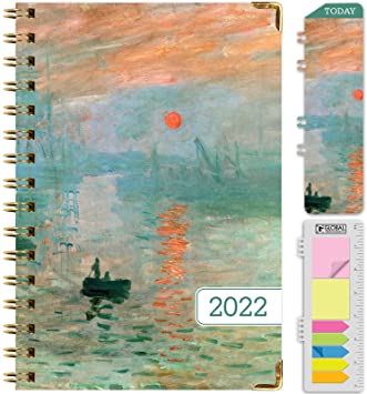 Photo 1 of Global Printed Products HARDCOVER 2022 Planner: (November 2021 Through December 2022) 5.5"x8" Daily Weekly Monthly Planner Yearly Agenda. Bookmark, Pocket Folder and Sticky Note Set (Monet-2)
