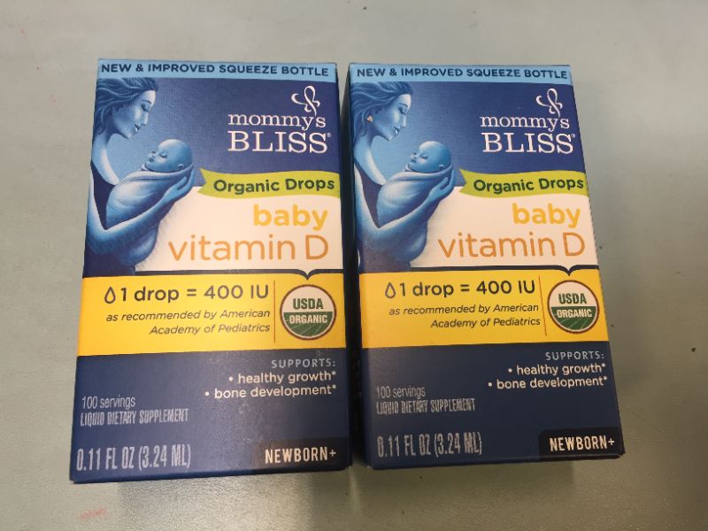 Photo 2 of 2 PACK - Mommy's Bliss Organic Drops No Artificial Color, Vitamin D, 0.11 Fl Oz EXP 02/2023