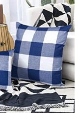 Photo 1 of AGUDAN Plaid Throw Pillow Covers - Cotton Linen Decorative-Farmhouse Decor Cushion Pillowcase for Couch, Bed, Sofa, Car 2-Pack