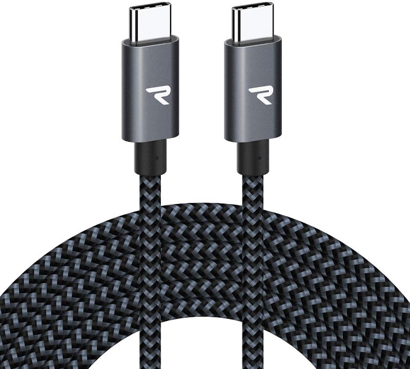 Photo 1 of  RAMPOW 60W USB C to USB C Cable 10ft - PD Fast Charging USB C Cable - Braided Type C to Type C Cable for MacBook Air/Pro 13'',iPad Pro 2020/2018,Samsung S20/Note 20,Google Pixel 2/3/4 etc - Space Gray