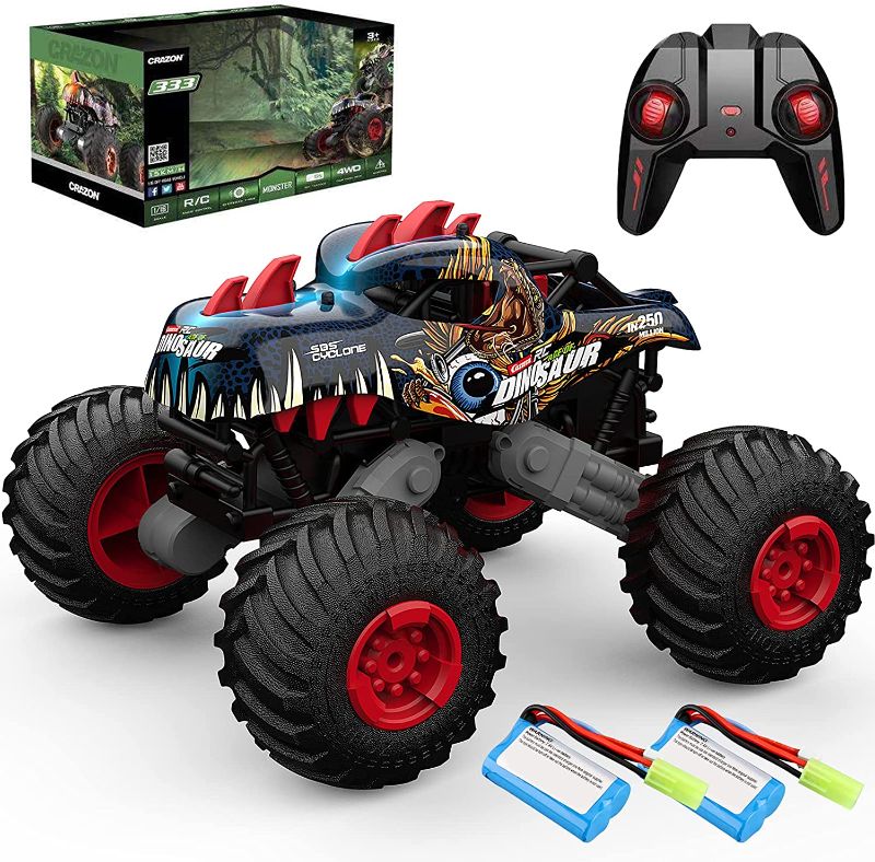 Photo 1 of 1:16 Dinosaur RC Cars Monster Trucks for Boys Remote Control Car for Kids Toys Off Road 20+MPH 2.4GHz All Terrain 4WD Car Toys for 6 7 8 Years Old Boys 2 Rechargeable Battery Birthday Gifts