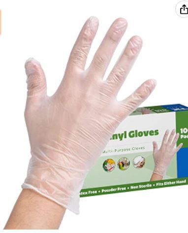 Photo 1 of [100 Pack] Clear Powder Free Vinyl Disposable Plastic Gloves - M 
