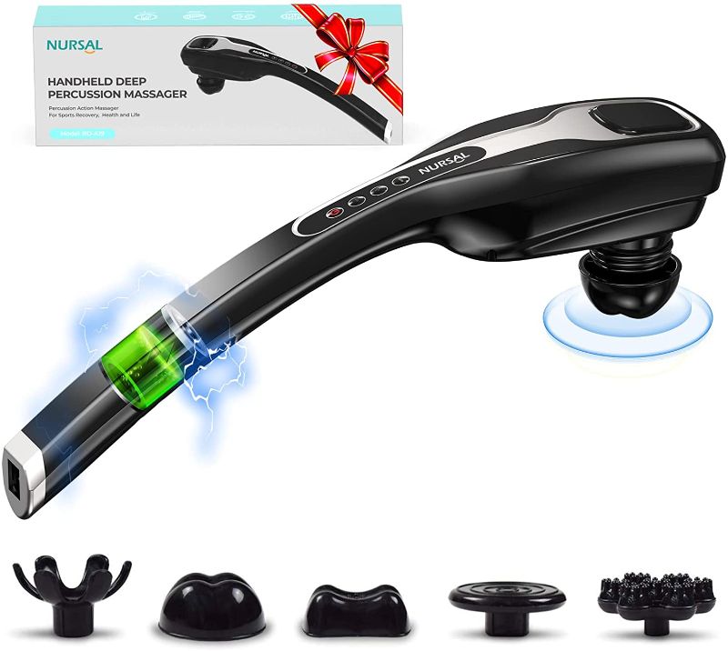 Photo 1 of NURSAL Rechargeable Back Massager for Back Pain Relief, Deep Tissue Handheld Massager for Muscles, Foot, Neck, Shoulder, Leg, Electric Cordless Neck Shoulder Massager for Body Pain Relief
