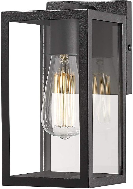 Photo 1 of Bestshared Exterior Wall Light, Outdoor Wall Mount Lighting, 1-Light Outdoor Wall Sconce, Wall Lantern Fixture in Black Finish with Clear Glass(1 Pack)
