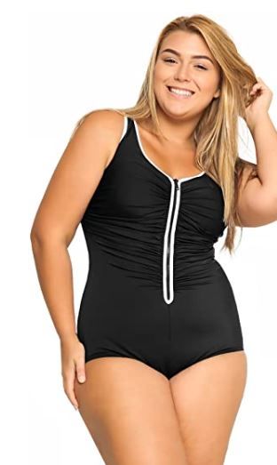 Photo 1 of DELIMIRA Women's Built-in Cup Plus Size Swimsuits One Piece Zip Front Bathing Suits
SIZE 8 - 10 