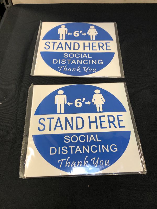 Photo 2 of 12 Pack Social Distancing Floor Decals Stickers, Safety Floor Signs Marker, Stand Here to Maintain a 6FT Social Distance - 8" Round (2 pack, total 24)
