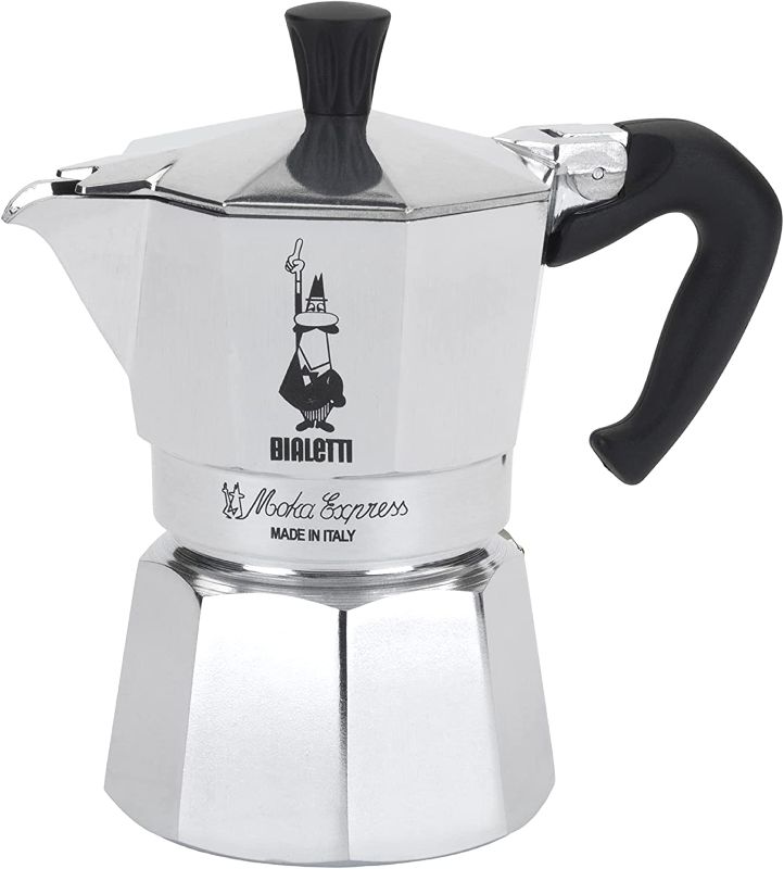 Photo 1 of Bialetti Moka Express 1-Cup (2 Oz - 60 Ml) Aluminum Stovetop Espresso Maker, Silver