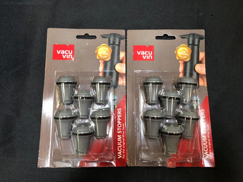 Photo 2 of 2 PACK - Vacu Vin Wine Saver Vacuum Stoppers, Set of 6 - Grey