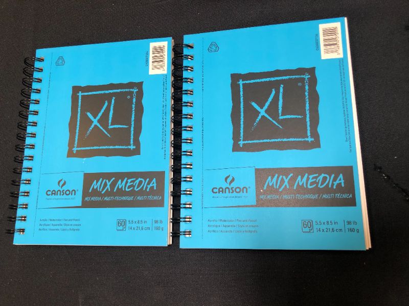 Photo 2 of 2 PACK - American Choice XL Series Mix Paper Pad, Heavyweight, Fine Texture, Heavy Sizing for Wet or Dry Media, Side Wire Bound, 98 Pound, 5.5 x 8.5 in, 60 Sheets, 5.5"X8.5"