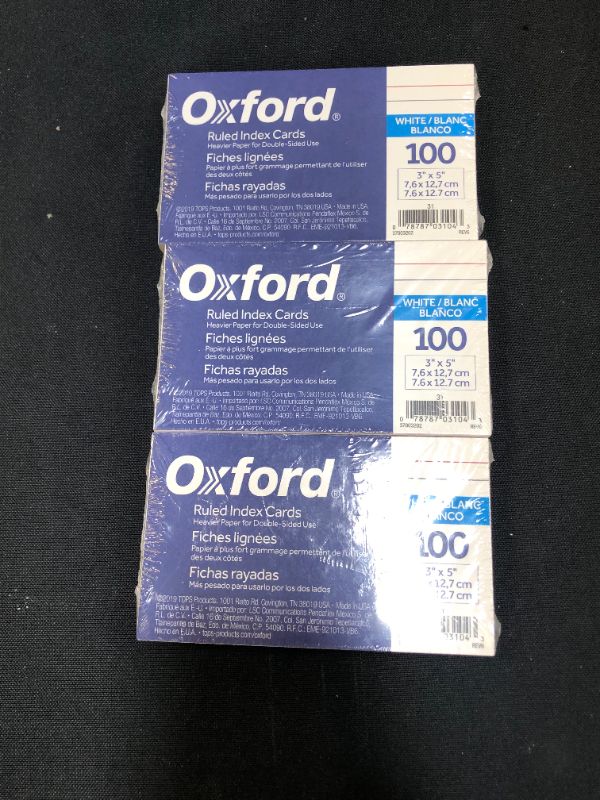 Photo 2 of Oxford Ruled Index Cards, 3" x 5", White, 100 Cards per Pack (31)