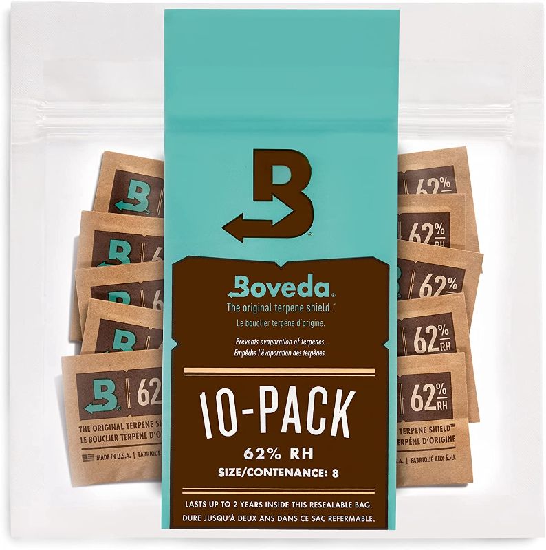 Photo 1 of Boveda 62% Humidor Packets - 2 Way Humidity Control Packs - Size 8 - 10 Count Resealable Bag - Humidor Accessories - Bulk Humidity Packs - Relative Humidity Packs - Humidor Packet