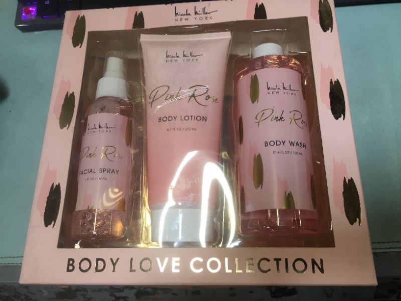 Photo 2 of Nicole Miller 3 Pc Pink Rose Body Care Set, Gift Set with Body Lotion, Body Wash and Facial Spray, Gift for Women and Girls