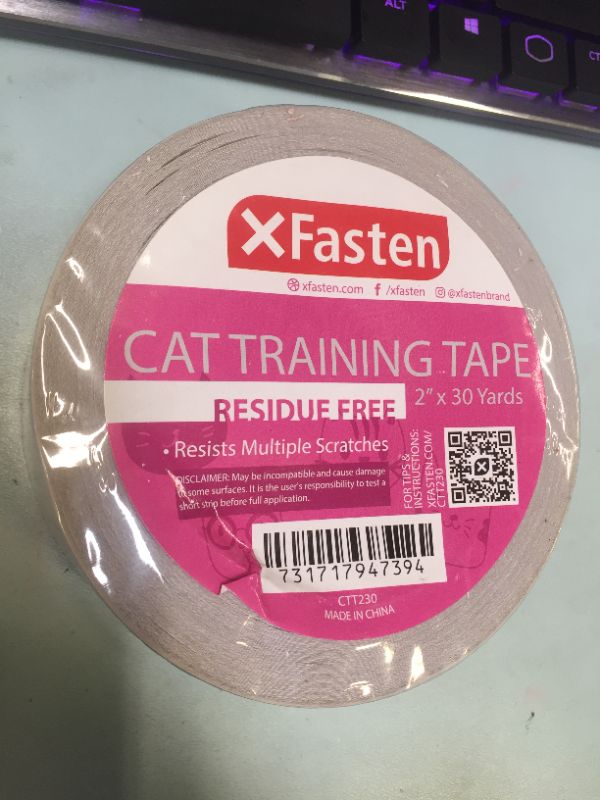 Photo 2 of XFasten Anti-Scratch Cat Training Tape, Clear, 2-Inches x 30 Yards; Door, Kitty Paw Tape for Couch, Furniture and Leather Stop Scratching Guard Protector Tape for Cats