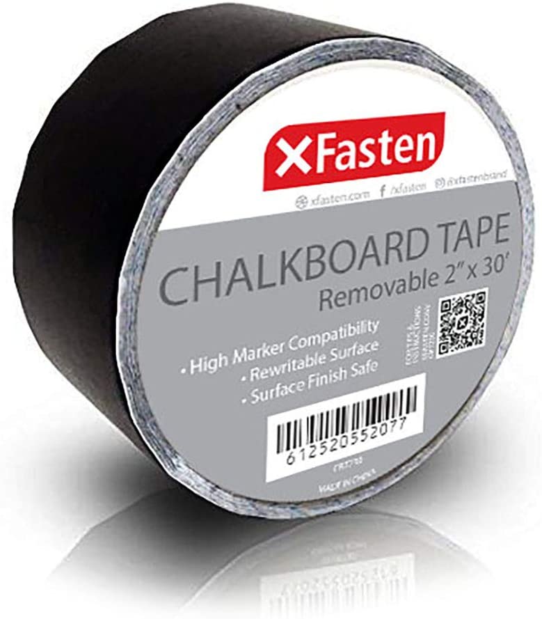 Photo 1 of XFasten Black Chalkboard Tape Removable, 2-Inch x 30-Foot, Black, Smudge Resistant Sticky Chalkboard Label Duct Tape