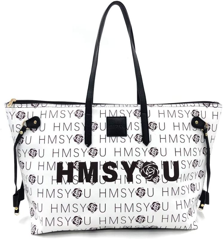 Photo 1 of HMSYOU Large Tote Bag, Best Tote Bag for Women. Large Capacity Laptop Tote Ideal for Travel, Airplane, Office & Diaper - Advanced Faux Leather Excellent Waterproof Ability.(Letter)