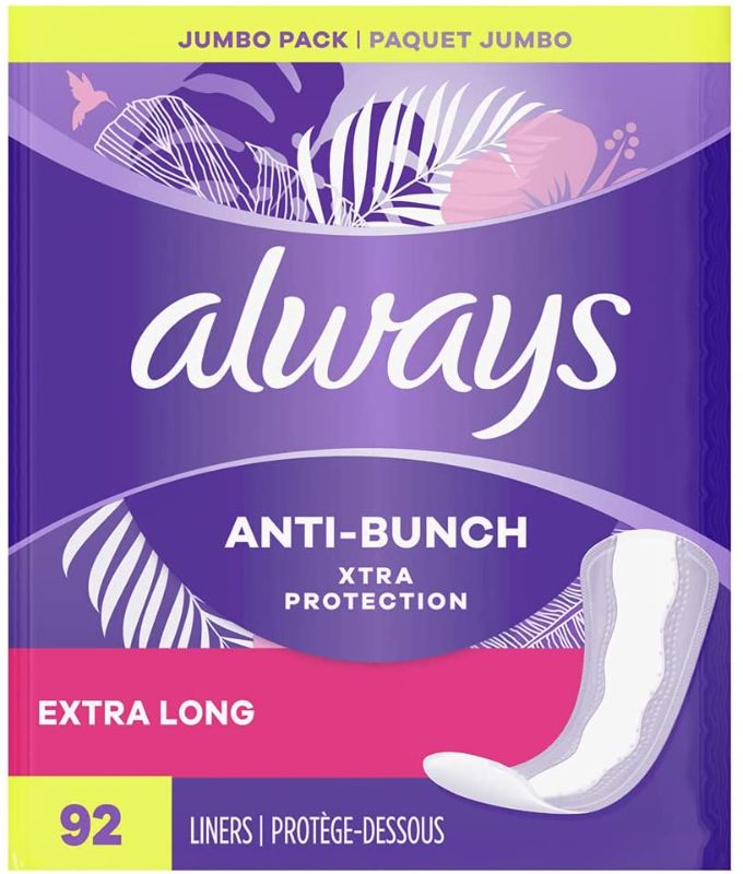 Photo 1 of 2 PACK - Always Xtra Protection Daily Liners Extra Long Unscented, 92 Count