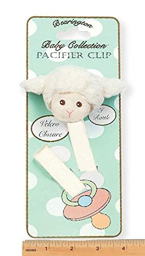 Photo 1 of Bearington Baby Lamby Plush Lamb Pacifier Holder with Satin Leash and Clip

