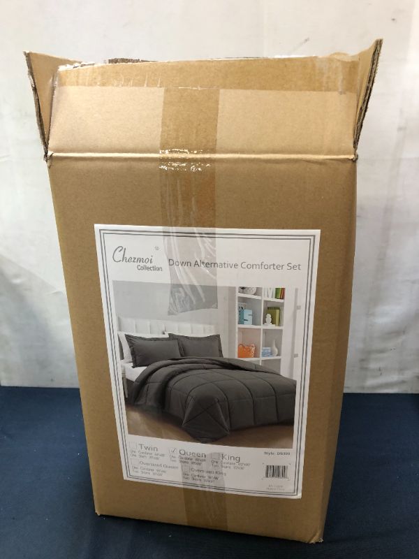 Photo 2 of Chezmoi Collection 3-Piece Down Alternative Comforter Set (Queen, Gray)
