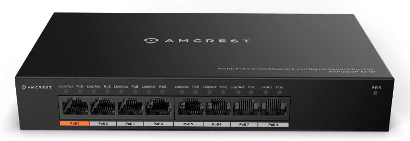 Photo 1 of Amcrest 8-Port POE+ Power Over Ethernet POE Switch with Metal Housing, 8-Ports POE+ 802.3af/at 96w (AGPS8E8P-AT-96)
