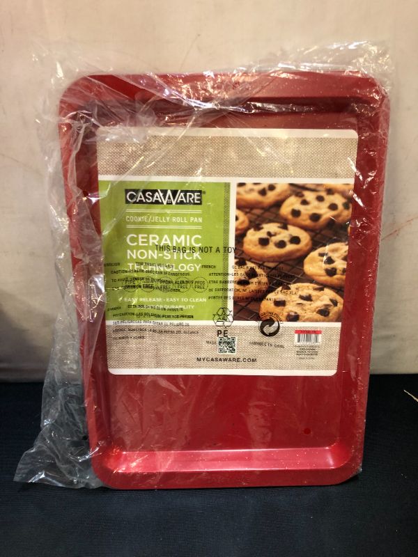 Photo 2 of casaWare Ceramic Coated NonStick Cookie/Jelly Roll Pan 10x 14 (Red Granite)
