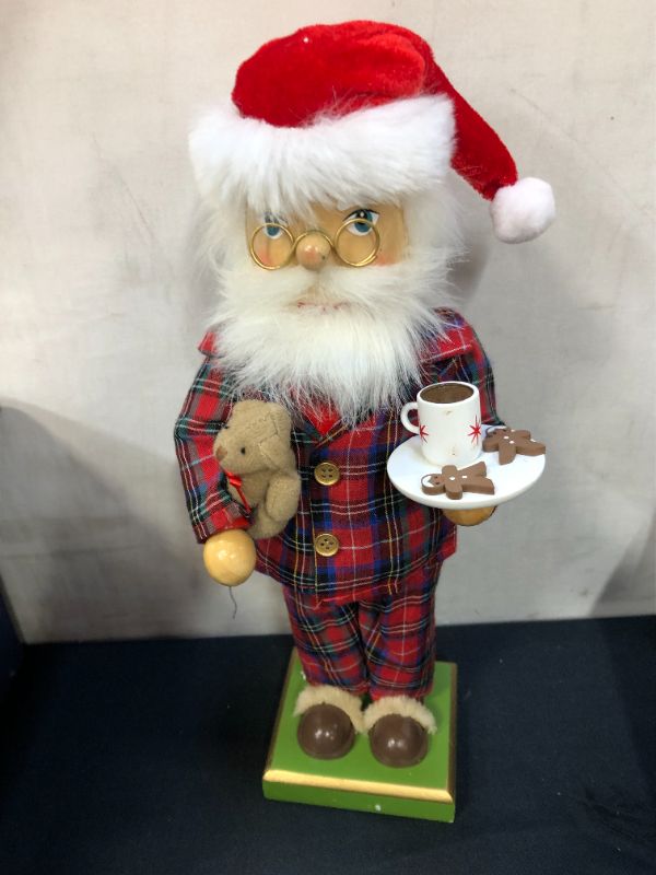 Photo 2 of Clever Creations PJ Santa 12 Inch Traditional Wooden Nutcracker, Festive Christmas Décor for Shelves and Tables
