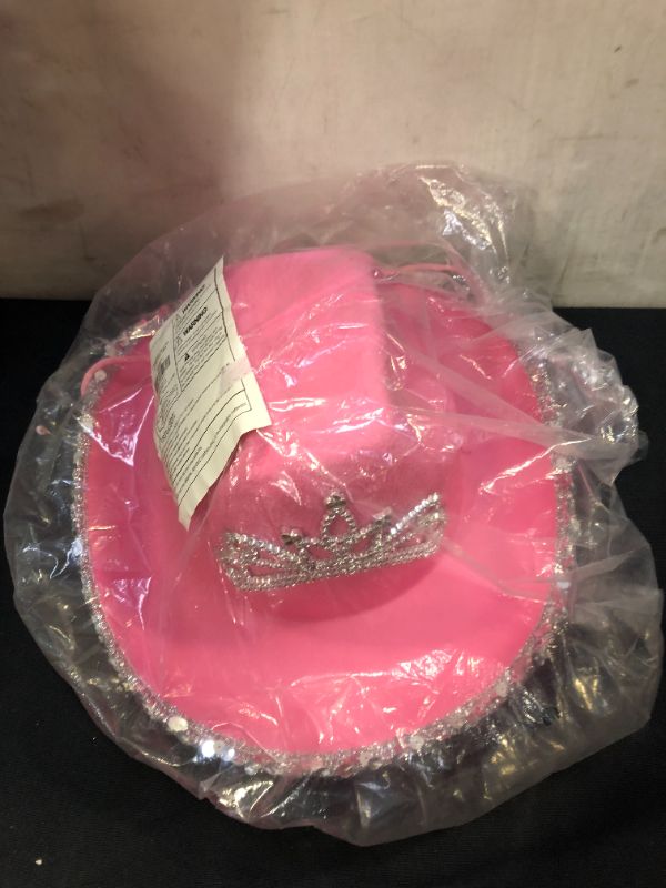 Photo 2 of GIFTEXPRESS CHILD LED Blinking Pink Tiara Cowgirl hat Cowboy Hat - CHILD SIZE
