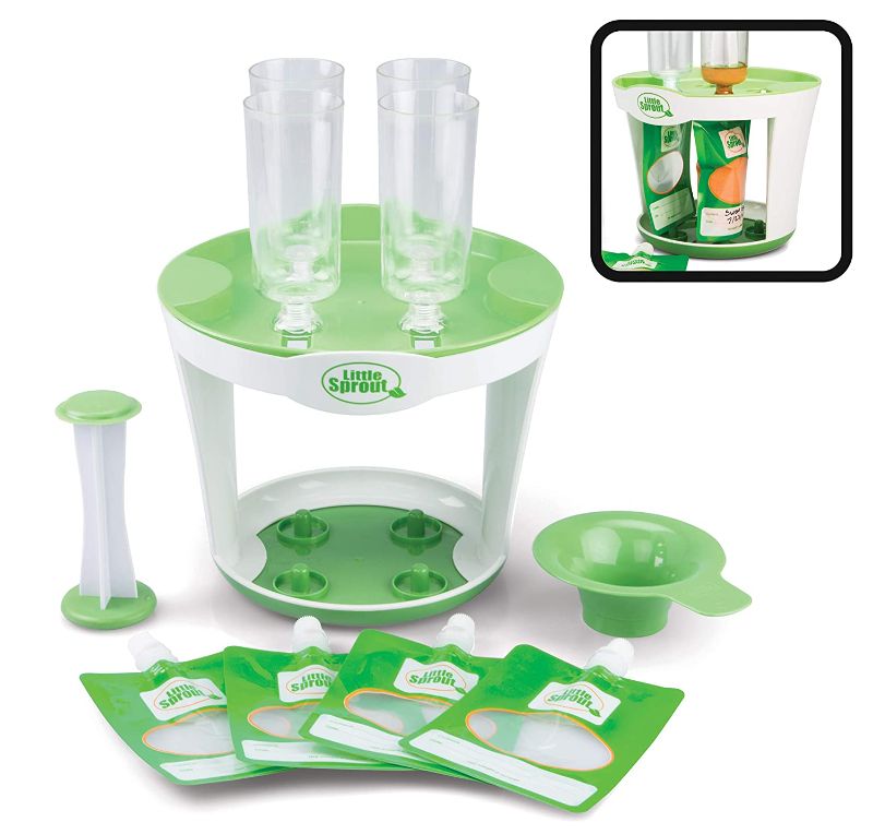 Photo 1 of Baby Food Maker For Infants & Toddlers (11 Piece Set)- Make 4 6oz Food Squeeze Purees at Once w/ Fill Station, Pouches, Funnel, Tubes & Plunger- Dishwasher Safe & BPA Free for Homemade Semi-Solid Food
