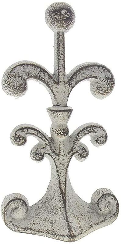 Photo 1 of Comfify Fleur De Lis Cast Iron Toilet Paper Roll Holder - Decorative Cast Iron Wall Mounted Toilet Tissue Holder - European Victorian Design - 7.9x4.3x6.3 - with Screws and Anchors (Rustic White)
