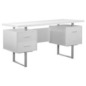 Photo 1 of Monarch Specialties COMPUTER DESK - 60"L / WHITE / SILVER METAL (I 7081)
