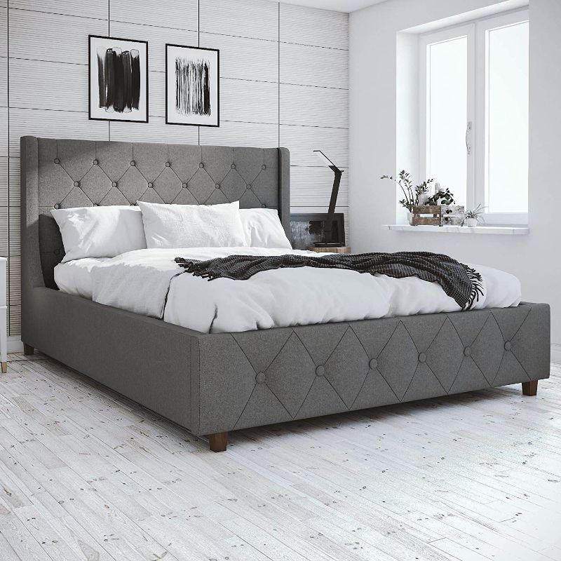 Photo 1 of COSMOLiving by COSMOPOLITAN Mercer Upholstered Bed, Queen, Grey
Box 1 of 2
