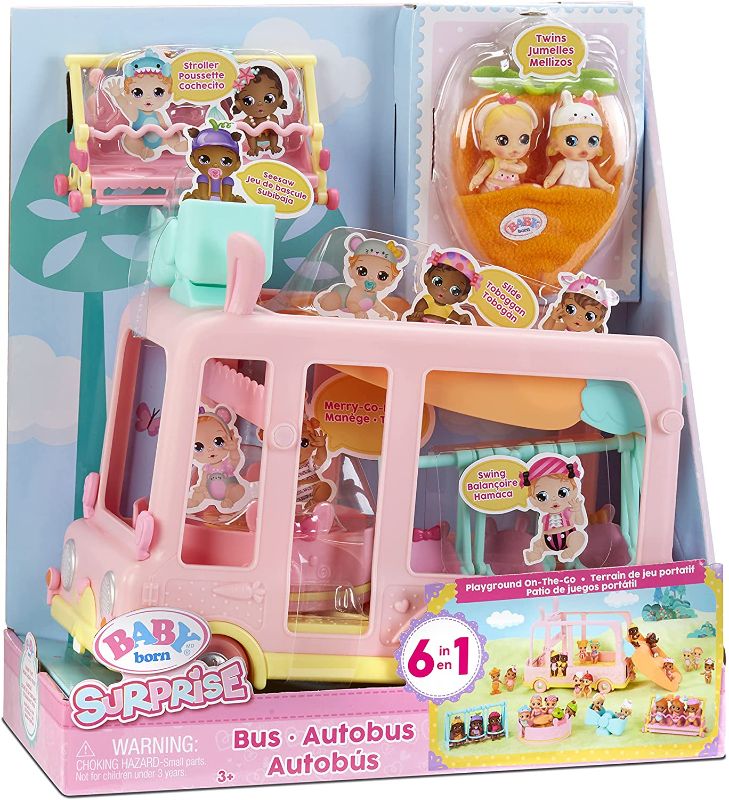 Photo 1 of 2x Baby Born Surprise Mini Babies Bus, Pink
