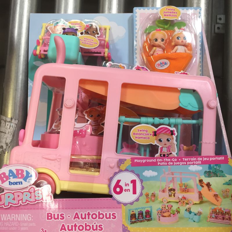 Photo 1 of 2x Baby Born Surprise Mini Babies Bus, Pink
