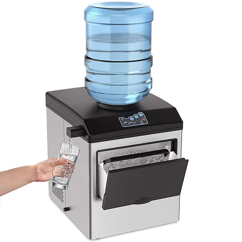 Photo 1 of SOUKOO 2 in 1 Water Ice Maker, 48lbs Daily Ice Cube Makers,Stainless Steel Ice Makers Countertop,Tabletop Ice Maker Machine with a Scoop and a 4.5 Pound Storage Basket
